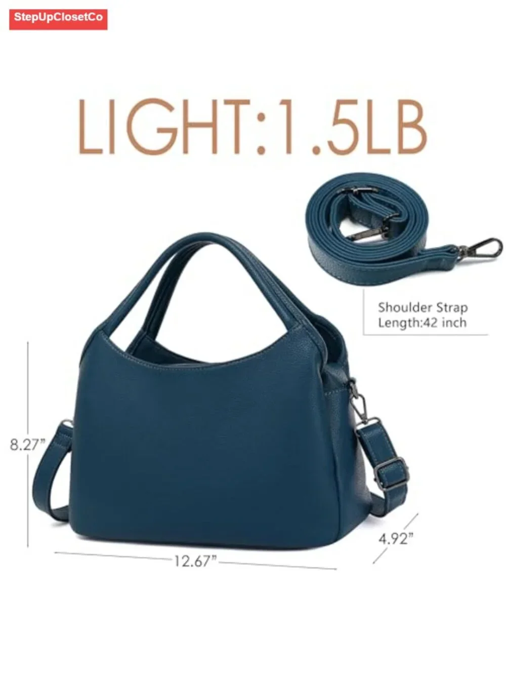 Vegan Leather Tote Handbag with Satchel Strap, Hobo Shoulder Bag, Work Travel